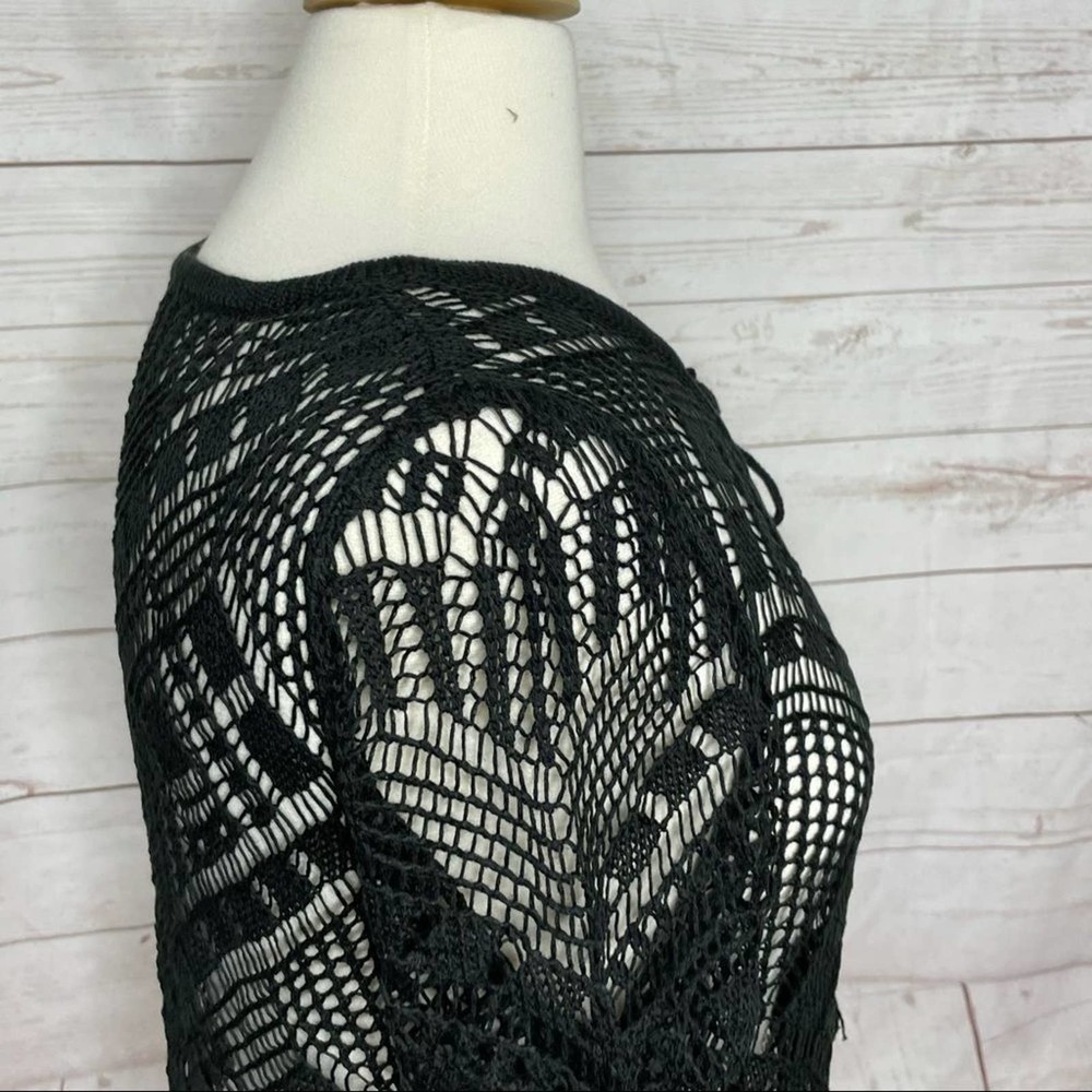 Black Crochet Knit Beach Cover Up Dress One Size - Picture 9 of 12